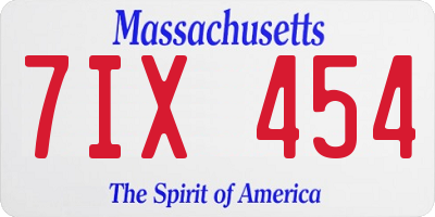 MA license plate 7IX454