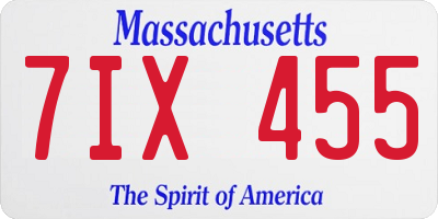 MA license plate 7IX455