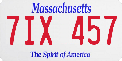 MA license plate 7IX457
