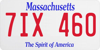 MA license plate 7IX460