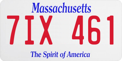 MA license plate 7IX461
