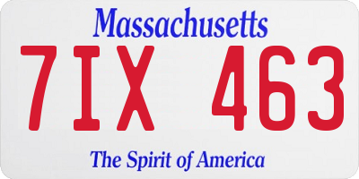 MA license plate 7IX463