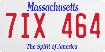 MA license plate 7IX464