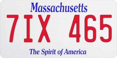 MA license plate 7IX465
