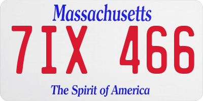 MA license plate 7IX466