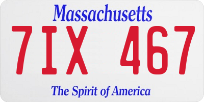 MA license plate 7IX467