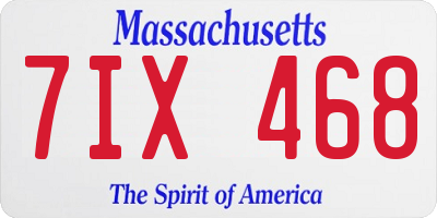 MA license plate 7IX468