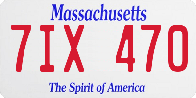 MA license plate 7IX470