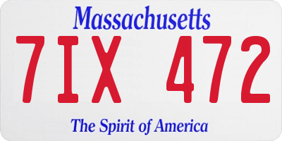 MA license plate 7IX472