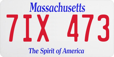 MA license plate 7IX473