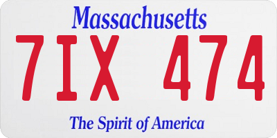 MA license plate 7IX474