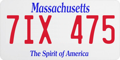 MA license plate 7IX475