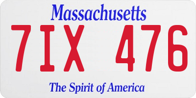 MA license plate 7IX476