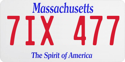 MA license plate 7IX477