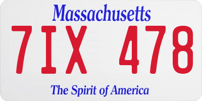 MA license plate 7IX478
