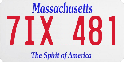MA license plate 7IX481