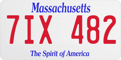 MA license plate 7IX482