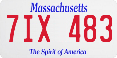 MA license plate 7IX483