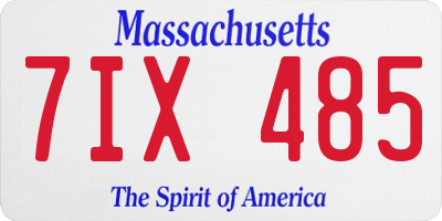 MA license plate 7IX485