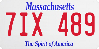 MA license plate 7IX489
