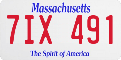 MA license plate 7IX491