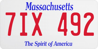 MA license plate 7IX492