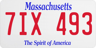 MA license plate 7IX493