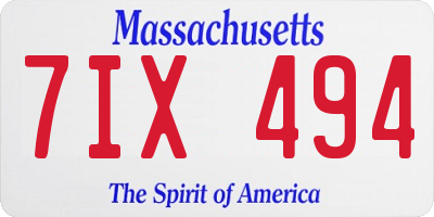 MA license plate 7IX494