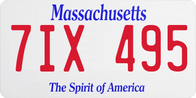 MA license plate 7IX495
