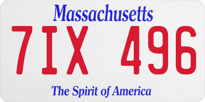 MA license plate 7IX496