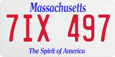 MA license plate 7IX497