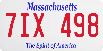 MA license plate 7IX498
