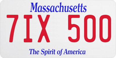 MA license plate 7IX500
