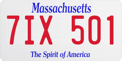 MA license plate 7IX501