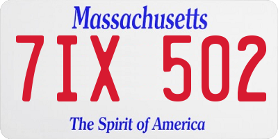 MA license plate 7IX502