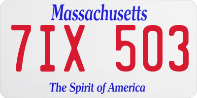MA license plate 7IX503