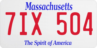 MA license plate 7IX504