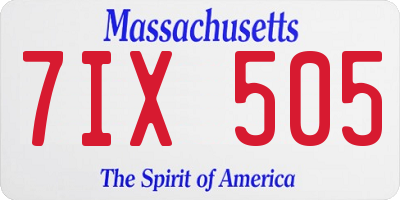 MA license plate 7IX505