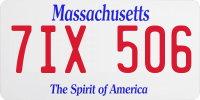 MA license plate 7IX506