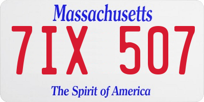 MA license plate 7IX507