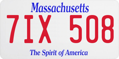MA license plate 7IX508