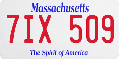 MA license plate 7IX509