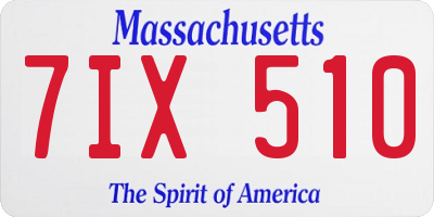 MA license plate 7IX510