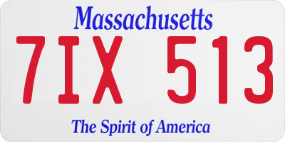 MA license plate 7IX513