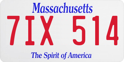 MA license plate 7IX514