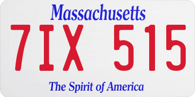 MA license plate 7IX515
