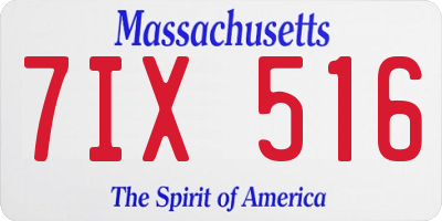 MA license plate 7IX516