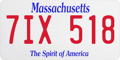 MA license plate 7IX518