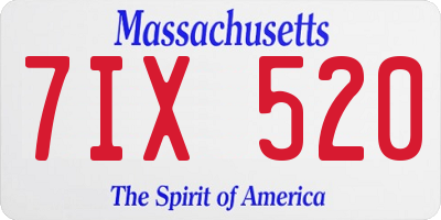 MA license plate 7IX520
