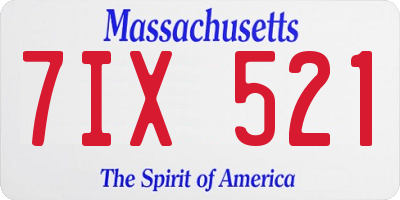 MA license plate 7IX521